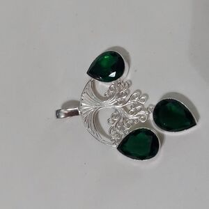 Sterling Silver Chrome Diopside Pendant Stamped 925